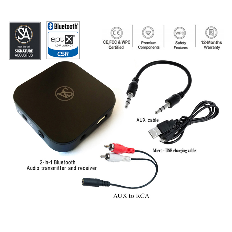 Bluetooth4.2 Wireless Audio Adapter Receiver Stereo 3.5mm RCA Music HIFI PLNIUS 