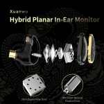 TRN XuanWu – Hybrid 10 mm Square Planar + BA Driver HiFi IEM (Ear-hook fit, Detachable Cable, No Mic)