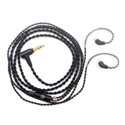 Signature Acoustics Fe-Connect  0.75/0.78mm 2 Pins Audiophile Headphone Cable Extension | 4 core cable without microphone | 3.5mm Gold Plated L-shape Audio Jack | Black