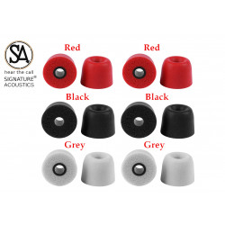 Signature Acoustics Du-Son T400 Premium Replacement Memory Foam Ear-bud Tips with superior noise isolation comply with 4.9mm earphone nozzle|6 pairs with custom storage case| Large| Red, Black & Grey