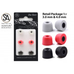 Signature Acoustics Du-Son T100 Premium Replacement Memory Foam Ear-bud Tips with superior noise isolation comply with 3.0mm earphone nozzle|6 pairs with custom storage case| Medium| Red, Black & Grey