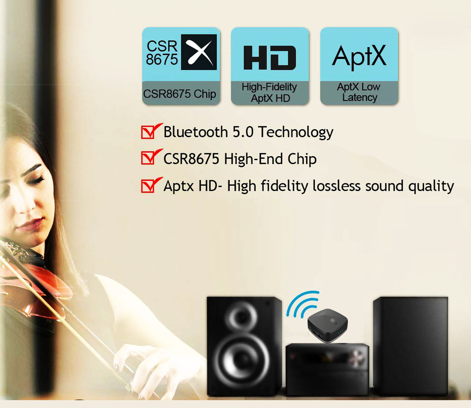 Buy PHOENIX Bluetooth 5.0 Audio Transmitter & Receiver with aptX HD, Low Latency & Toslink for